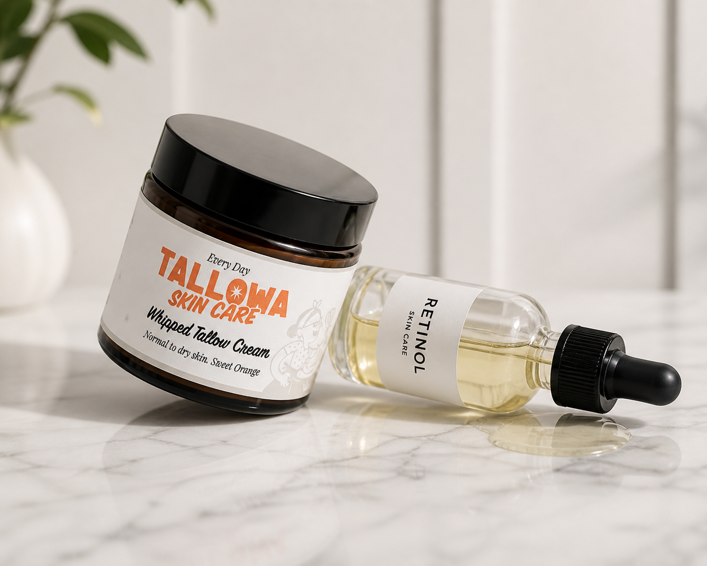 Replacing Retinol in your skincare routine with tallow skincare by Tallowa Everyday due to the Vitamin A properties.