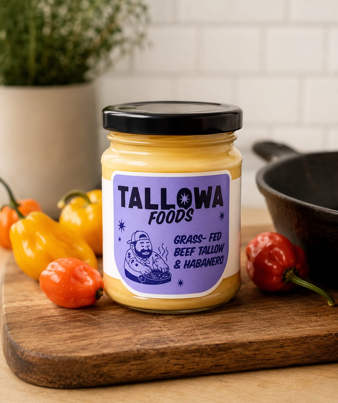 Tallowa Foods Grass Fed Tallow with Habanero Malta with peppers