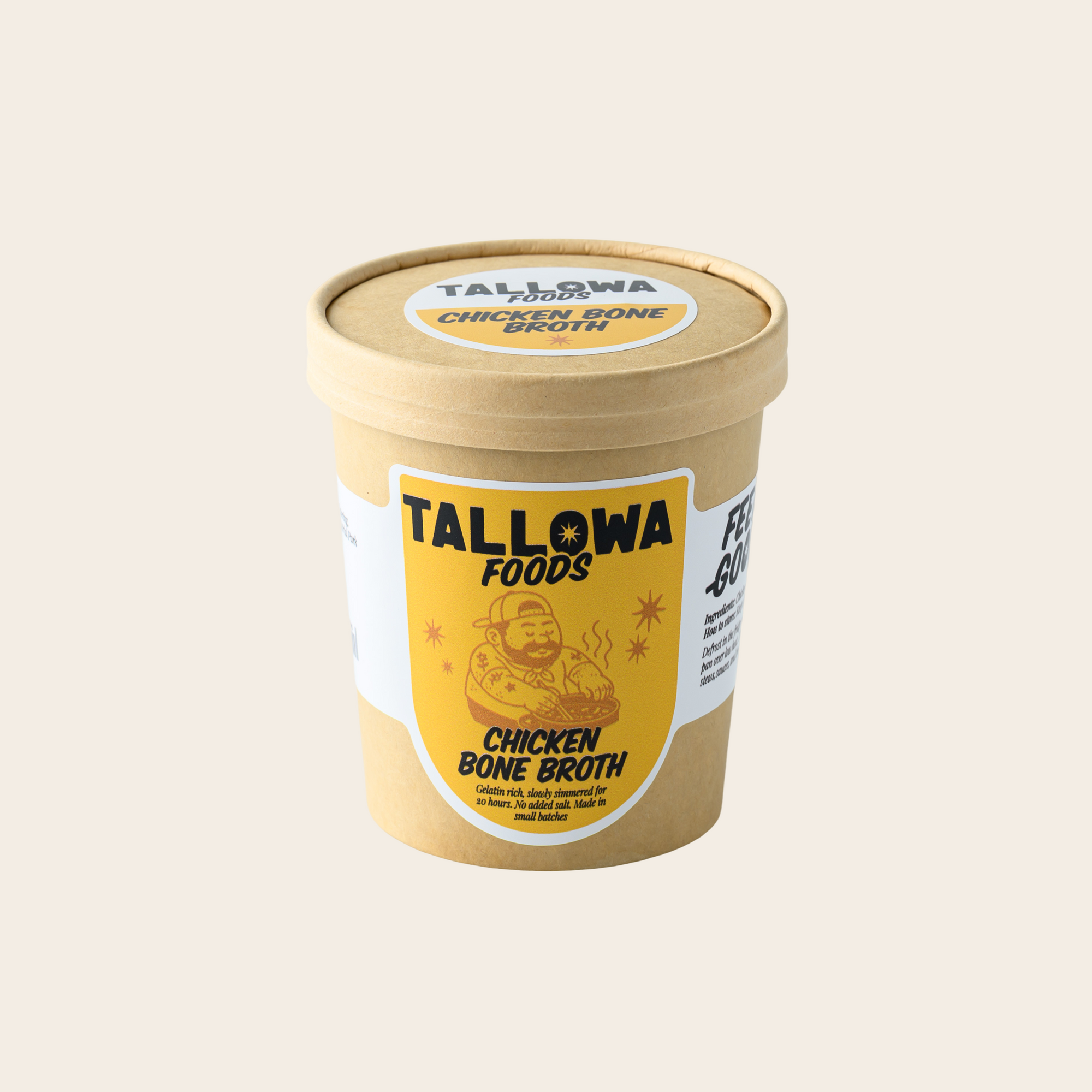 Tallowa chicken bone broth slow simmered for 20 hours gelatin rich traditional broth