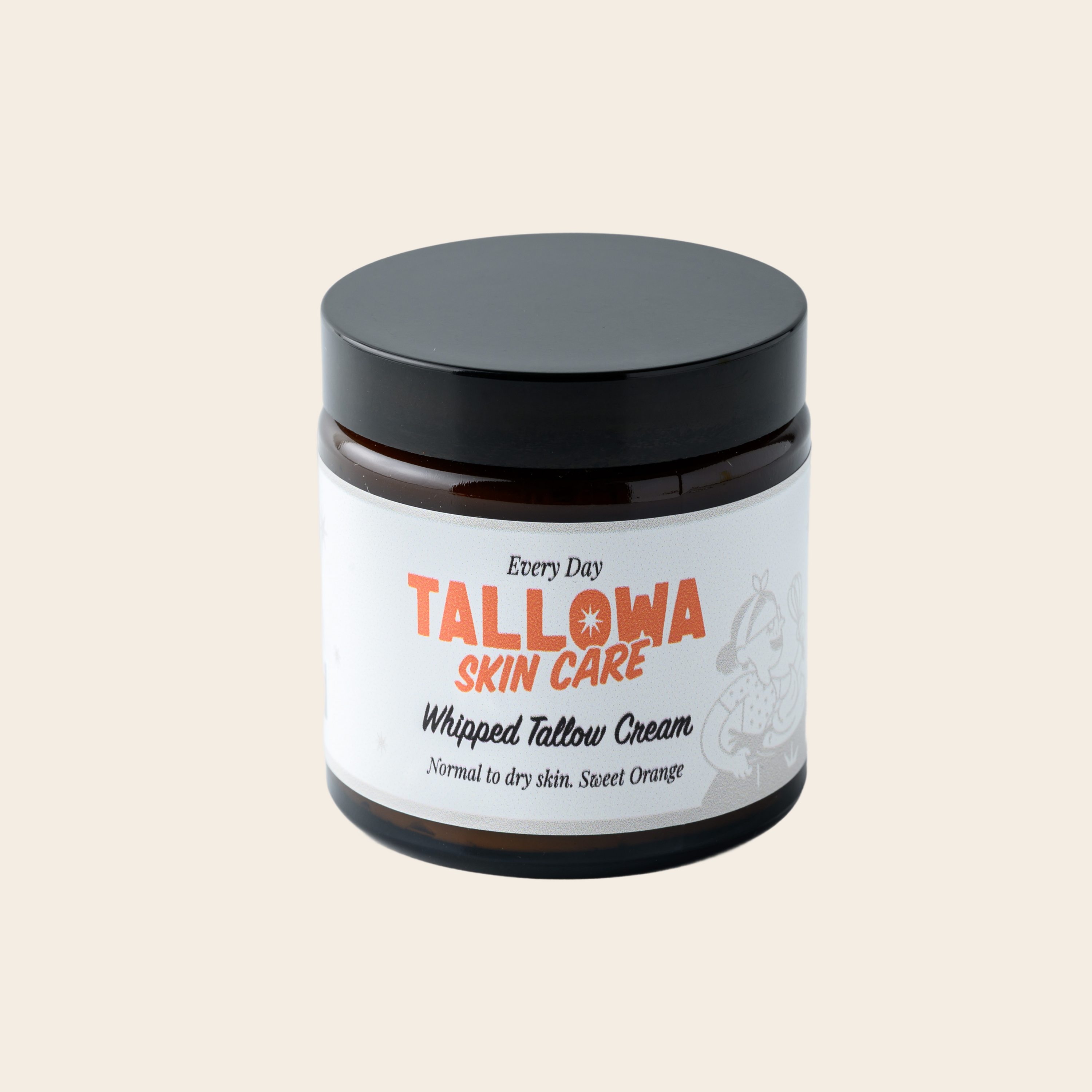Tallowa Everyday grass-fed beef tallow balm moisturiser with sweet orange for normal to dry skin